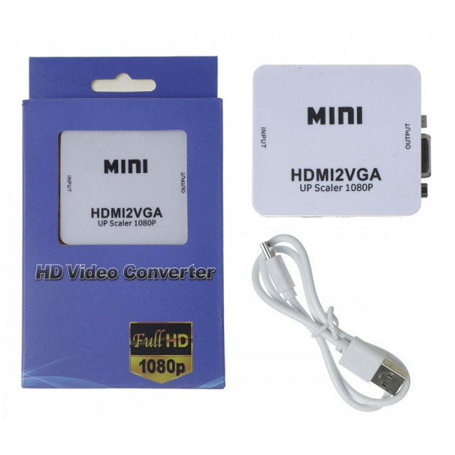 Адаптер Mini HDMI/VGA 1080p Converter (white)