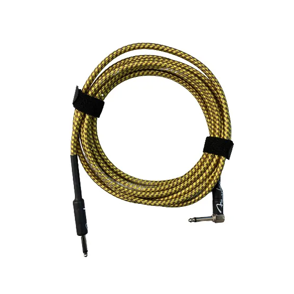 Инструментальный кабель (гитарный) Jack 6.3 мм прямой-угловой 4 м, желтый